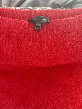 St. John Red Bouclé Mini Skirt